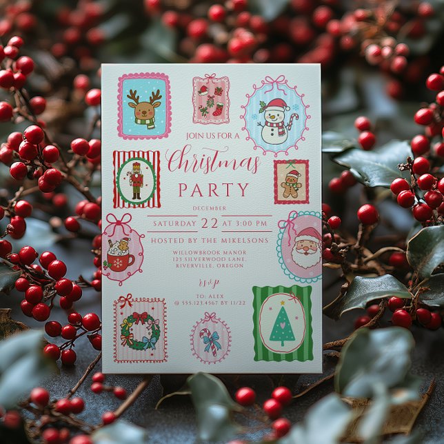 Convites Retro Whimsical Christmas (Criador carregado)