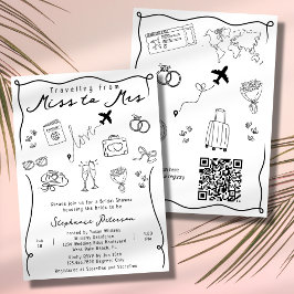Convites Retro Whimsical Miss ao Chá de panela de Código QR