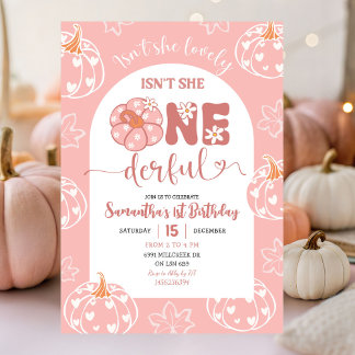 Convites Retro Whimsso Rosa Pumpkin Onederfull Birthday
