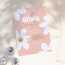 Convites Retro Wild Daisy Boho Groovy Festa de aniversário