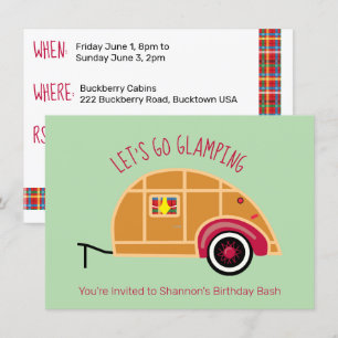 Convites Retro Woodie Teardrop Camper Glamping