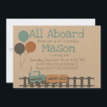 Convites Retron Train Kids First Festa de aniversário Earth<br><div class="desc">Festa de aniversário do comboio para crianças</div>