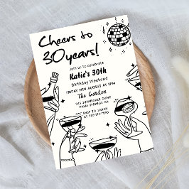 Convites Retrorna aniversário de 30 anos Funk Desenhado À M