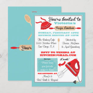 Convites retros do almoço da receita da cozinha