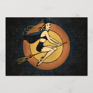 Convites retros do Dia das Bruxas da bruxa