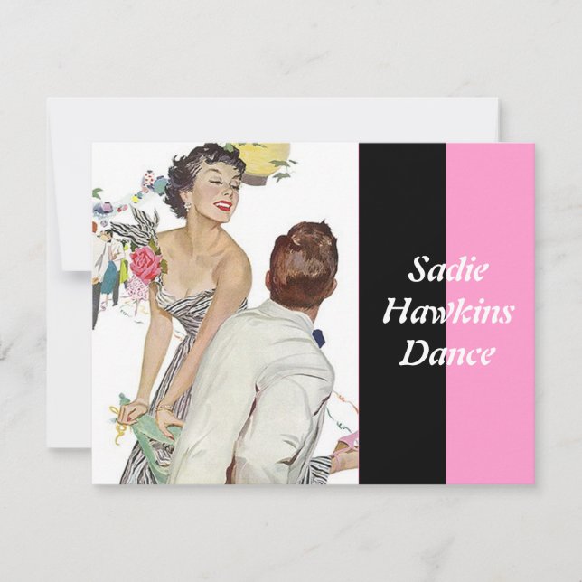 Convites retros elegantes da dança de Sadie (Frente)