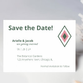 Convites Retrospectivo Mínimo Rosa e Verde Caçador Salvar a