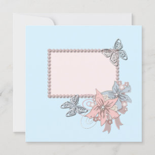 Convites Retróvintage flores elegantes de quadros azuis pér