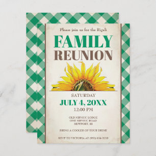 Convites Reunião da Família Convidar, Girassol, Verde