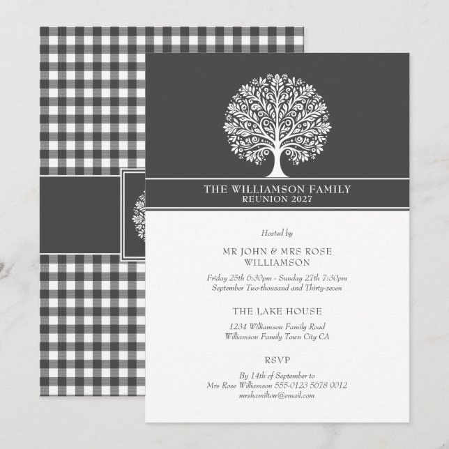 Convites Reunião da família de Xadrezes Elegante (Frente/Verso)