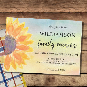Convites Reunião da Família Floral de Watercolor