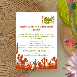 Convites reunião de cacto de ferrugem e de cowboy verde-oli