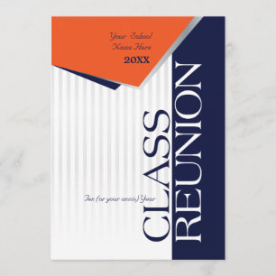 Convites Reunião de classe alaranjada e azul customizável