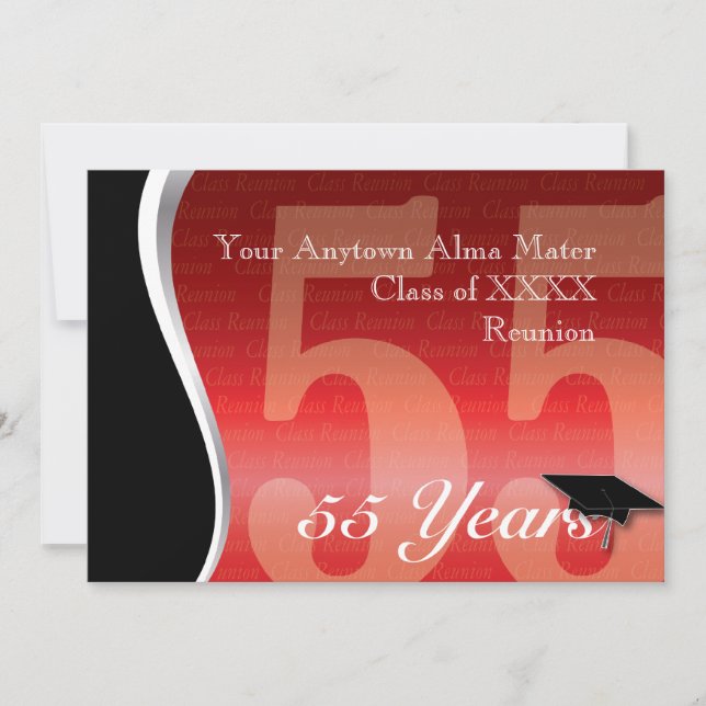 Convites Reunião de classe customizável de 55 anos (Frente)