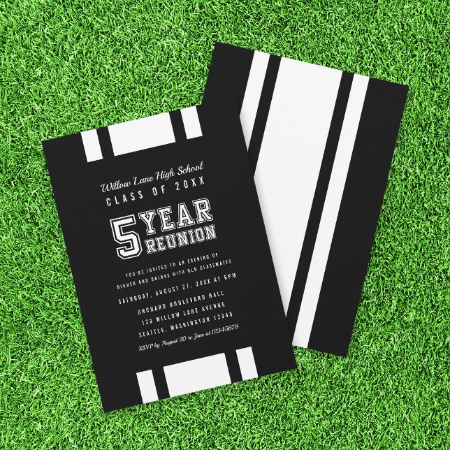 Convites Reunião de Classe de Cor Editável Varsity 5 Anos (Criador carregado)