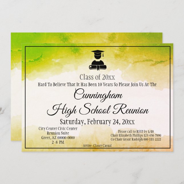 Convites Reunião de Classe de Segundo grau de Água Dourada  (Frente/Verso)