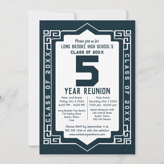 Convites Reunião de Classe de Segundo grau de Arte Azul Dec (Frente)