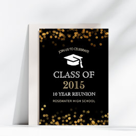 Convites Reunião de classe de segundo grau Dourada