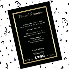 Convites Reunião de classe de segundo grau preto e Dourado