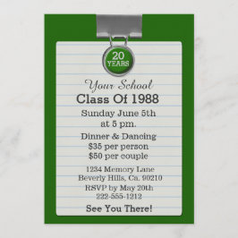 Convites Reunião de classe do verde do papel para cartas do