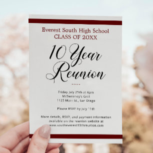 Convites Reunião de Classe Minimalista de 10 Anos de Preto 