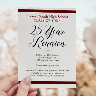 Convites Reunião de Classe Minimalista Vermelho e Branco 25