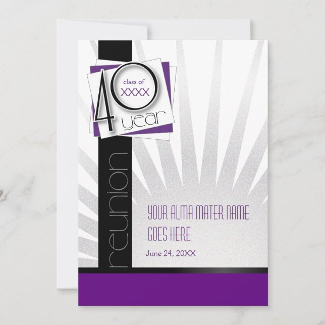 Convites Reunião de classe personalizável de 40 anos (Frente)