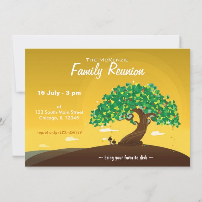 Convites Reunião de Família (Laranja) (Frente)