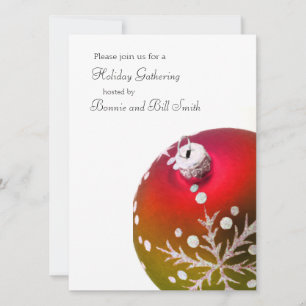 Convites Reunião de Feriados de Ornamento Vermelho e Verde