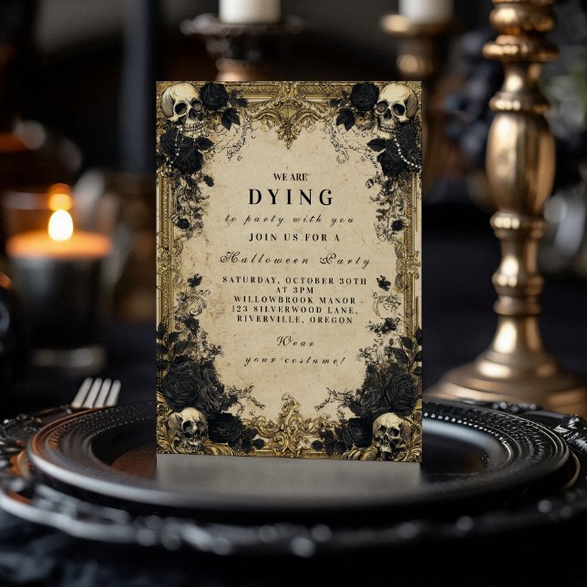 Convites Reunião de Halloween Gótica Barroca Assombrada (Criador carregado)