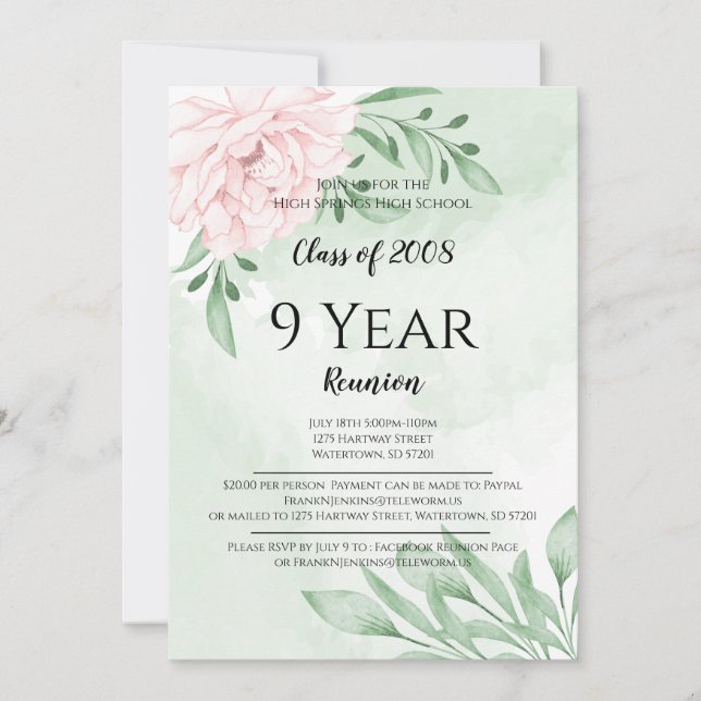 Convites Reunião de Segundo grau de Foliagem de Eucalyptus  (Frente)