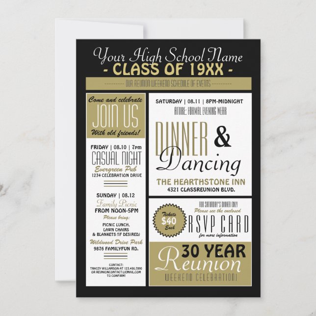 Convites Reunião do Segundo grau Estilo da Newsletter (Frente)