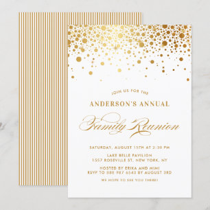 Convites Reunião Elegante de Confetti Dons Gold Foil Famil