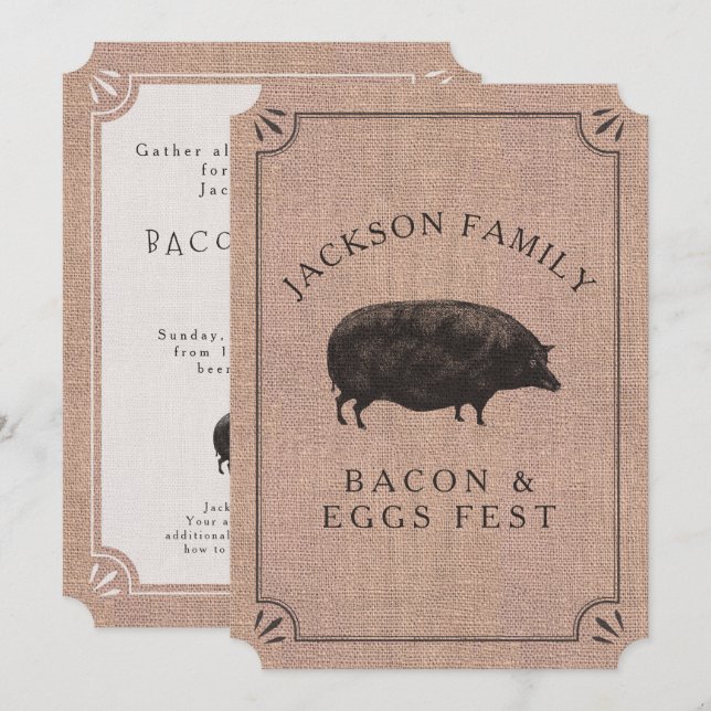 Convites Reunião Familiar Brunch Fazenda Rústica (Frente/Verso)