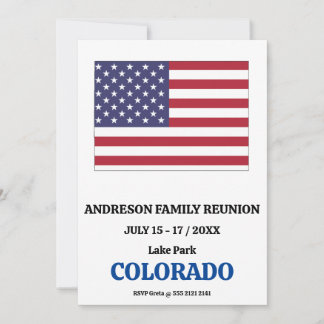 Convites Reunião Familiar 🎉 Estado COLORADO Mapa EUA Bande