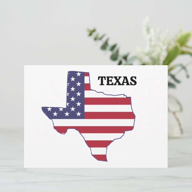 Convites Reunião Familiar 🎉 Mapa Estatal do Texas USA Flag (Em pé/Frente)