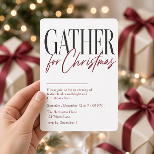 Convites Reunião para o Jantar de Natal Burgundy Minimalist
