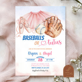 Convites Revelação de Gênero Baseballs ou Tutus