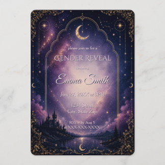 Convites Revelação de Gênero Celestial Castelo de Conto de