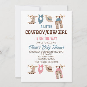 Convites Revelação de gênero de Cowboy Cowgirl Western Chur