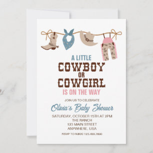Convites Revelação de gênero de Cowboy Cowgirl Western Chur