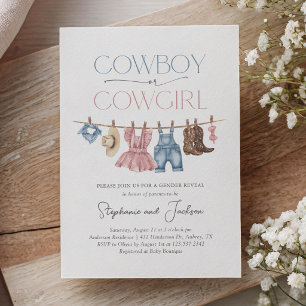 Convites Revelação de Gênero de Cowboy ou Cowgirl Ocidental