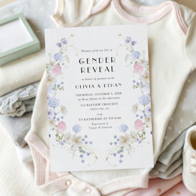 Convites Revelação de Gênero de Primavera de Verão, de flor (Criador carregado)