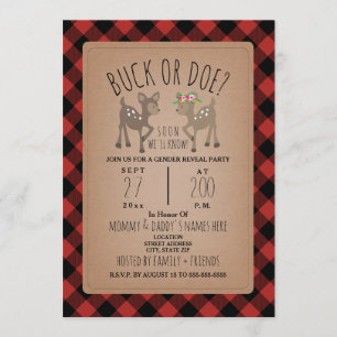 Convites Revelação de Gênero de Veado de Xadrez de Lumberja