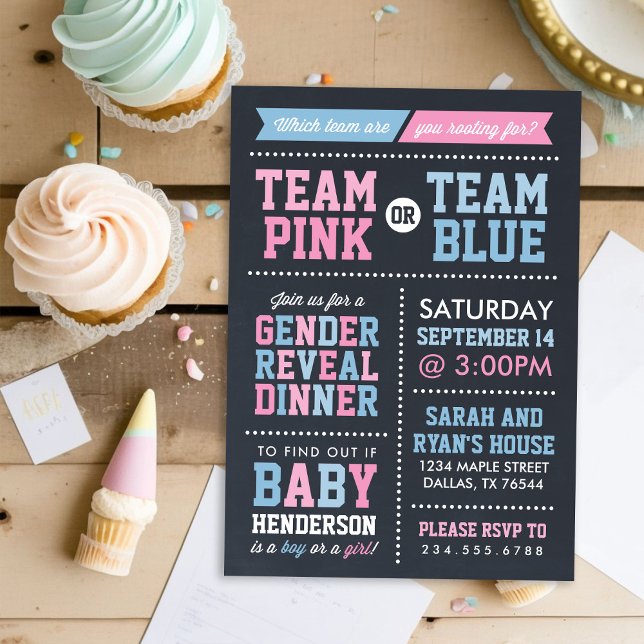 Convites Revelação de Gênero do Quadro Azul de Equipe ou Ro (Criador carregado)