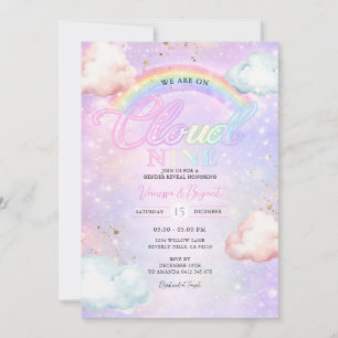 Convites Revelação de Gênero Glitter Galáxia Nuvem Arco-íri