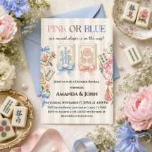 Revelação de Gênero Mahjong Floral Rosa ou Azul