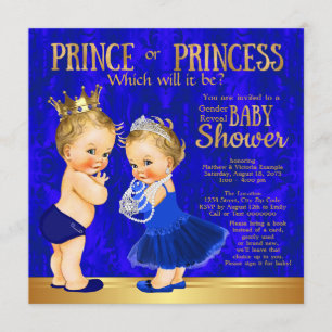 Convites Revelação de Gênero Príncipe ou Princesa Azul Real