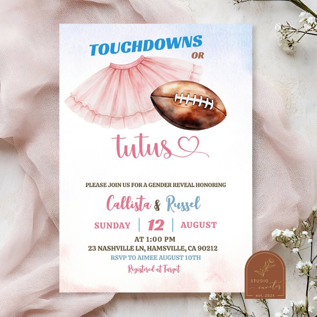 Convites Revelação de Gênero Touchdown ou Tutus (Criador carregado)