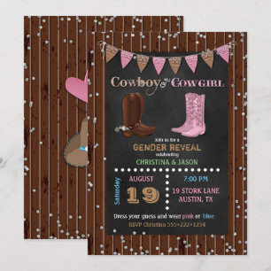 Convites Revelação de Gênero Western Cowboy ou Cowgirl em Q